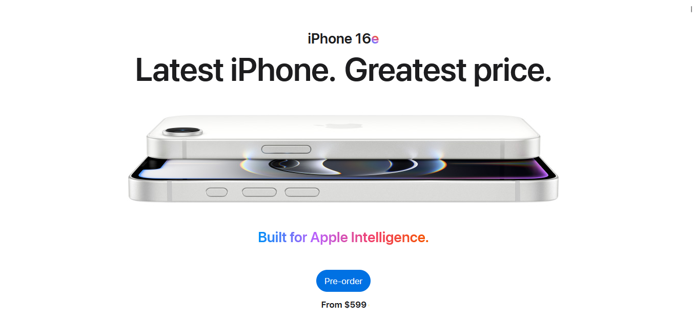 iPhone 16e - Latest iPhone. Greatest Price - Apple Store Desktop Hero 1